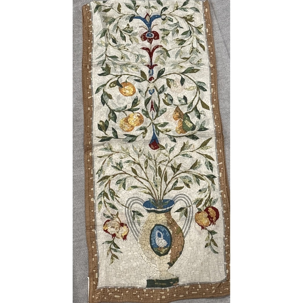 METROPOLITAN MUSEUM OF ART Vatican Garden Mosaic Floral 100% Silk Scarf